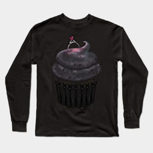 Sweet Engagement Cupcake - Dark Chocolate Long Sleeve T-Shirt